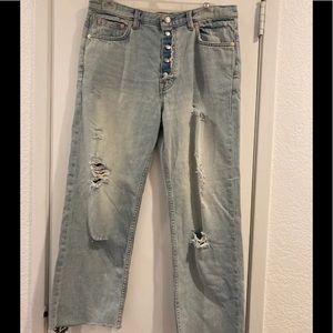 Free People button fly straight leg jeans